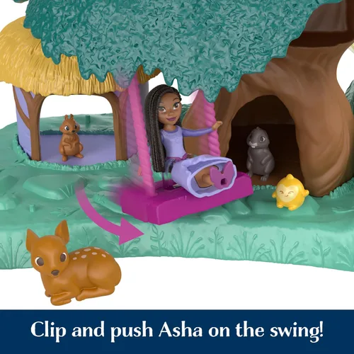 Vista 5 de Mattel Disney Wish Toys, juego de estrella mágica con muñeca Asha y 7 orbes de deseos sorpresa, incluyendo 1 figura de estrella y 6 amigos animales