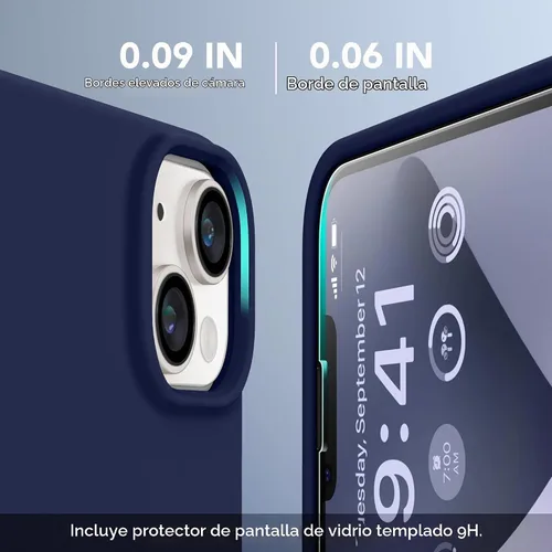 Vista 6 de GONEZ Funda magnética para iPhone 14, compatible con Magsafe, con protector de pantalla + protector de cámara, forro de microfibra antiarañazos Azul