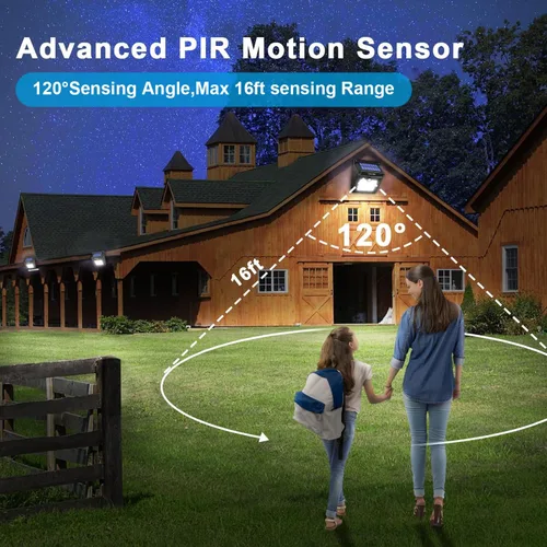 Vista 7 de Luposwiten Luces solares para exteriores, 28 LED, luces solares con sensor de movimiento con ángulo de movimiento de 125°, impermeable, IP65
