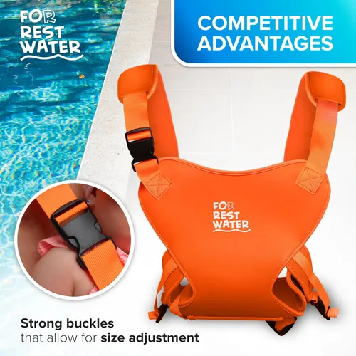 Vista 7 de Portabebés ergonómico de neopreno prémium para agua cálida y segura y diversión en la tierra (4-24 meses) - Arnés ajustable para bebés y niños