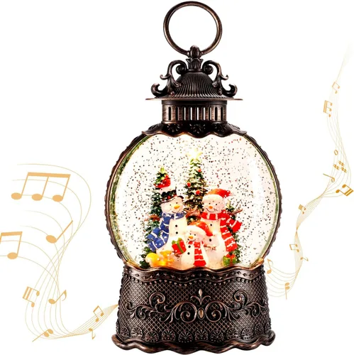 Vista 14 de Linterna de globo de nieve de Navidad, linterna de Navidad con música de 8 temas navideños, regalos de globo de nieve de Navidad con agua