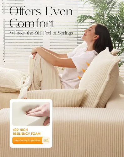 Vista 6 de Cómodo sofá Cloud de 107" con chaise en forma de L y asiento profundo, sofá seccional modular en una caja, sofás tapizados sin estructura para sala