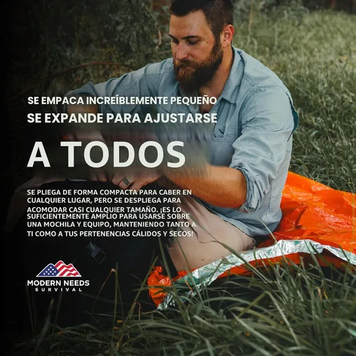 Vista 3 de MODERN NEEDS Emergency Sleeping Bag Survival Emergency Blanket, Bivy Sack & Emergency Bivy for Survival Supplies, Hiking Survival Kit, Compact
