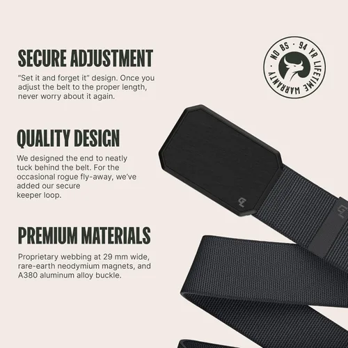 Vista 2 de Groove Life - Cinturón de nailon elástico para hombre con hebilla magnética de aluminio