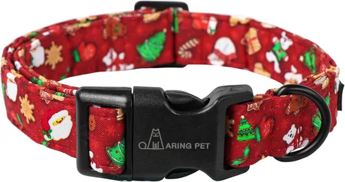 Vista 26 de ARING PET Collar de Navidad para perro, lindo collar de copos de nieve populares rojo y verde con hebilla de liberación rápida para cachorros