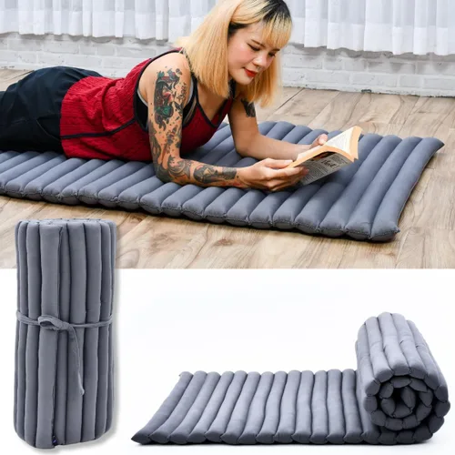 Vista 15 de Leewadee - Colchón de piso plegable - Futón japonés enrollable -Alfombra de tatami triple pliegue - Cama de piso para invitados - Colchón de camping