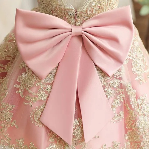 Vista 5 de NNJXD - Vestido de princesa de tul con flores, para usar en bodas, para niñas pequeñas y bebés