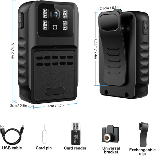Vista 6 de KSADBOSSBO Mini cámara corporal con grabación de 1080P Ture 1080P con tarjeta de 64 GB registradora personal de cuerpo pequeño con cámaras