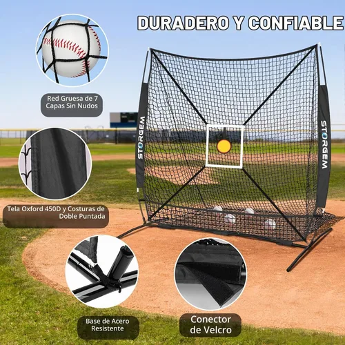 Vista 4 de Storgem 6'X6' Baseball Softball Practice Net with Strike Zone & Bow Frame Negro (Black Pro)