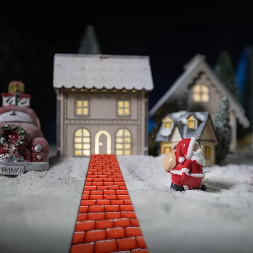 Vista 6 de Accesorios de pueblo navideño, tapete de nieve para carreteras y calles, tapete de nieve de adoquines de Navidad para paisaje de pueblo navideño