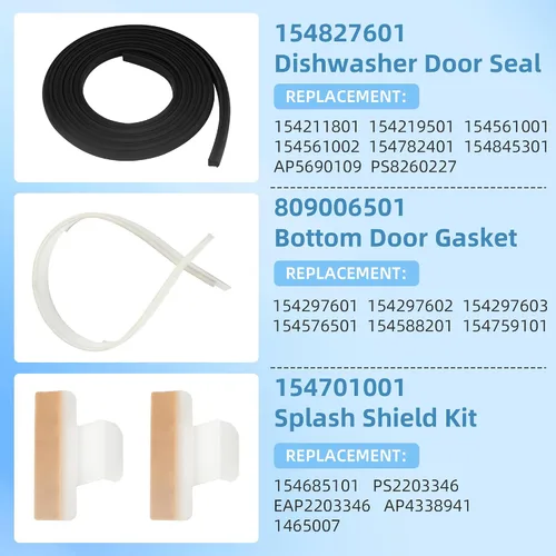 Vista 4 de 154827601 para sello de puerta de lavavajillas Frigidaire Gallery Parts Kenmore Electrolux, sello de reemplazo que incluye 809006501 junta de puerta