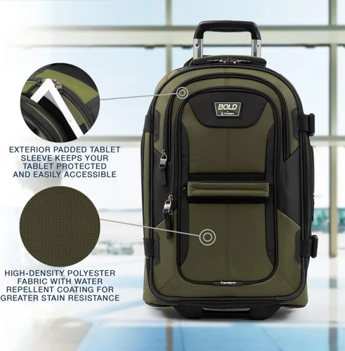Vista 3 de Travelpro Equipaje vertical expandible unisex para adultos, Oliva negro, Bold Softside - Maleta vertical extensible Rollaboard
