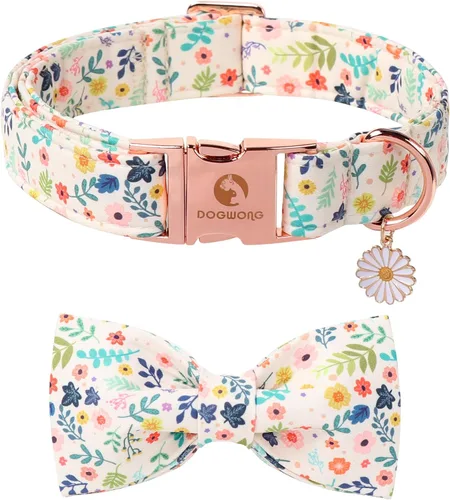 Vista 38 de DOGWONG Collar de otoño para perro con lazo, collar de moño para perro de Acción de Gracias, collar ajustable de algodón de otoño con hoja de arce