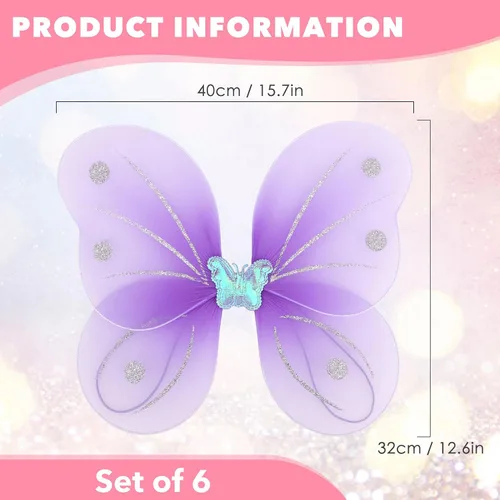 Vista 2 de kilofly Juego de 6 juegos de disfraz de princesa mariposa ángel juego de rol