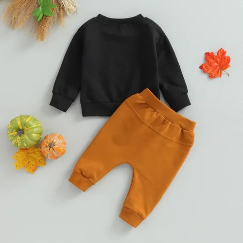 Vista 3 de Ropa para el día de San Valentín para bebé, sudadera de manga larga con letras, pantalones deportivos elásticos para otoño e invierno