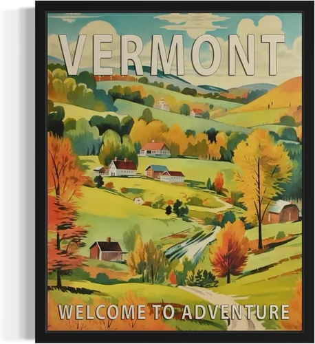 Vista 34 de Póster artístico de paisaje del estado de Alabama, decoración artística de paisaje retro de estados, pintura de montaña y paisaje de aventura