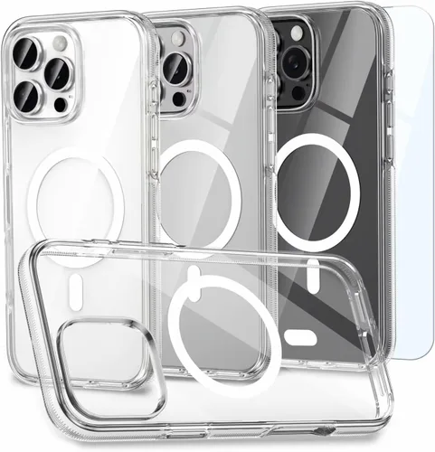 Vista 22 de MILPROX Compatible con iPhone 16 Pro Funda – con protector de pantalla – Compatible con MagSafe – Diseño magnético claro transparente – Que no se