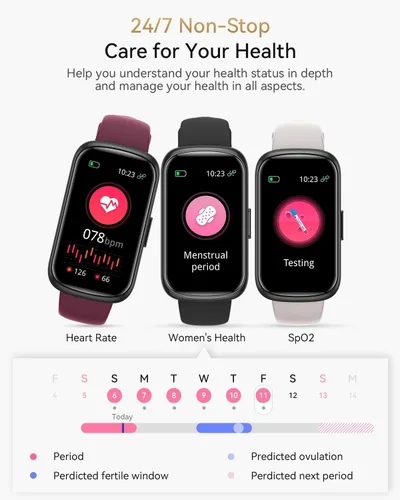 Vista 4 de Rastreador de actividad física, relojes inteligentes para mujeres y hombres con monitor de frecuencia cardíaca, SpO2/sueño, IP68 impermeable