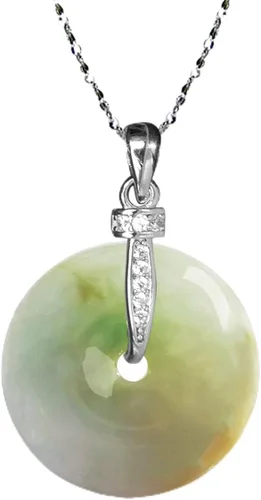 Vista 35 de Dahlia Collar eterno de jade en forma de círculo, jadeíta de grado A certificada de Birmania auténtica para la paz