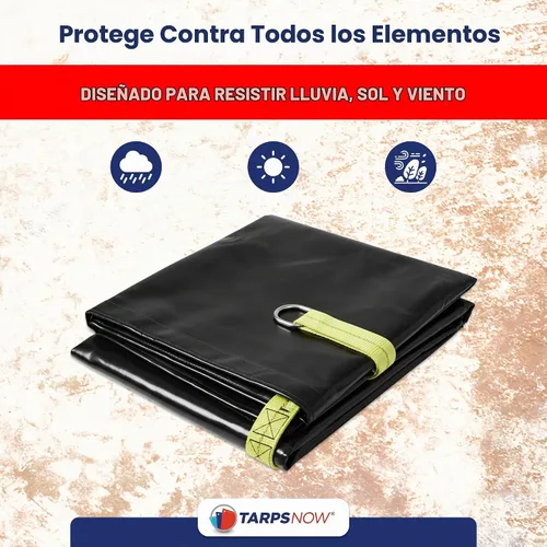 Vista 3 de Tarps Now - Lona de elevación de desechos, (8 x 8 pies) con 8 anillos en D de acero y correas amarillas fuertes, hoja de lona multiusos resistente