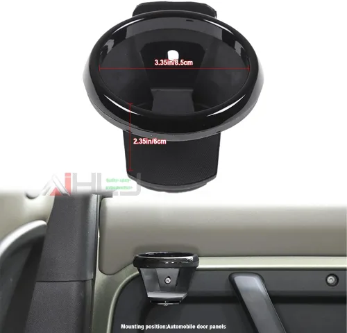 Vista 5 de AJHLJ® Portavasos de agua de coche para Land Rover Defender 90 110 130 2020-2024 2020-2024 acero al carbono negro puerta de coche soporte