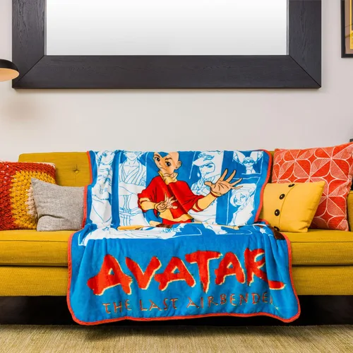 Vista 5 de Silver Buffalo Avatar The Last Airbender With Aang, Zuko, Katara, Sokka Wolf, Toph Beifong, Appa y Momo - Manta de forro polar de 45 x 60 pulgadas