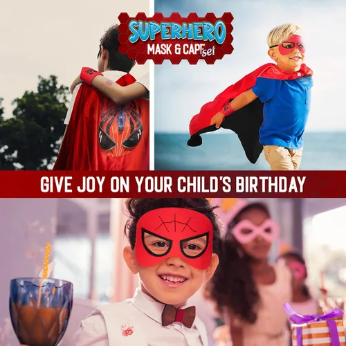 Vista 7 de 58 capas y máscaras de superhéroes para niños juguetes para niños de 3 a 12 años máscaras con 58 accesorios disfraces de dibujos animados