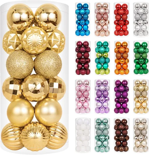 Vista 9 de XmasExp Juego de 24 mini esferas de Navidad inastillables para bolas de árbol de Navidad, 1.18 pulgadas (negro)