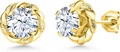 Vista 38 de Gem Stone King Aretes de plata de ley 925 de 0.236 in con piedra natal redonda para mujer