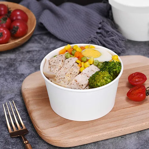 Vista 7 de Juego de 50 tazas desechables de helado blanco de 12 onzas con tapa, tazas de papel para llevar, taza de papel para llevar, recipiente de comida