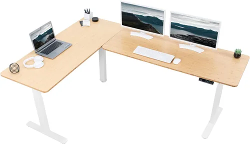Vista 16 de VIVO DESK-KIT-3E8BO - Escritorio eléctrico de altura ajustable de 83 x 60 pulgadas para trabajar de pie, con 2 cubiertas sólidas de bambú, marco