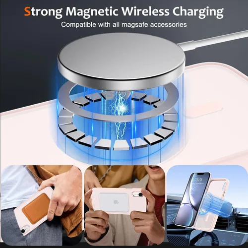 Vista 978 de Anuck - Funda magnética para iPhone 11 compatible con MagSafe, carcasa trasera mate translúcida dura, borde de TPU, delgada, resistente a impactos