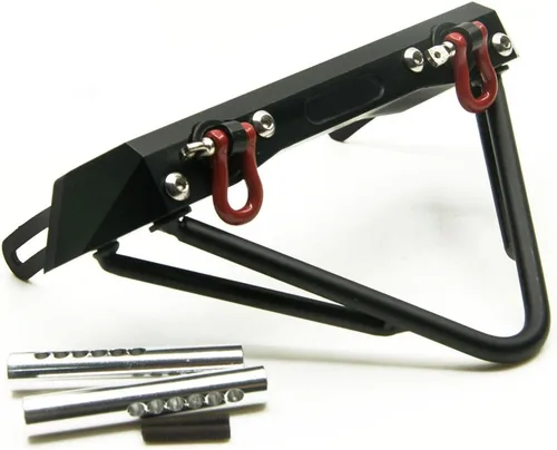 Vista 5 de Barra de parachoques delantero de acero negro con grilletes de cabrestante para 1:10 RC Crawler Car AXIAL SCX10