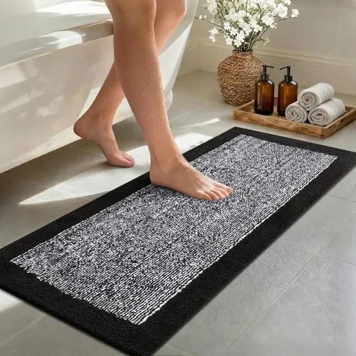 Vista 100 de Alfombras de baño de 17 x 24 pulgadas, antideslizantes, lavables, color gris, para bañera, tapete de baño para baño, tapete suave y absorbente
