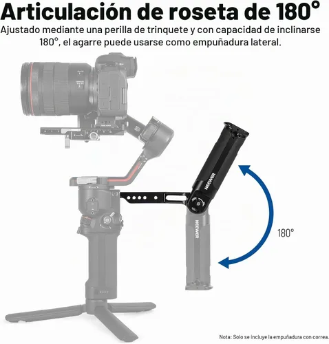 Vista 3 de NEEWER Mango de agarre de correa ajustable compatible con DJI Ronin RS4 RS3 Mini RS 3 Pro RS 2 RSC 2 estabilizador de cardán para disparos de ángulo