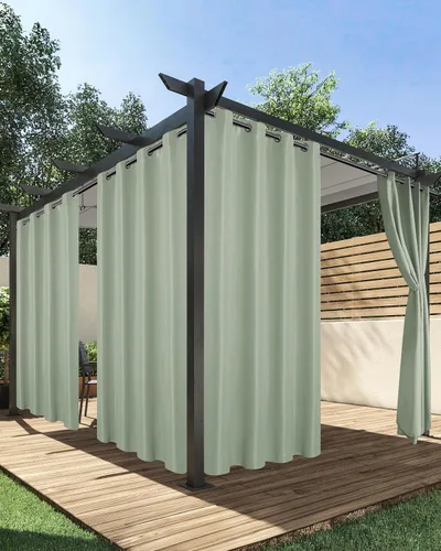 Vista 15 de HolidayIdeas Cortinas impermeables para patio, 4 paneles, 54 x 84 pulgadas, protección de privacidad y filtrado de luz, cortinas exteriores con Negro