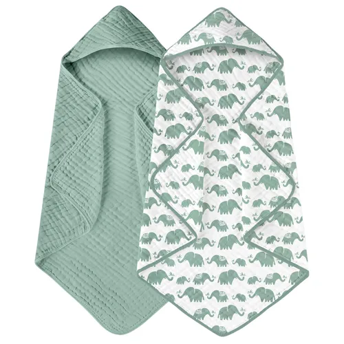 Vista 18 de Yoofoss - Paquete de 2 toallas de baño con capucha, 100% de muselina de algodón, para bebés y niños pequeños, suaves y absorbentes, esenciales