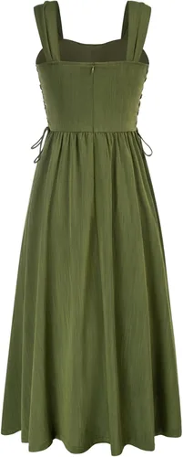 Vista 7 de Scarlet Darkness Vestido midi renacentista de verano para mujer, vestido sin mangas con cordones
