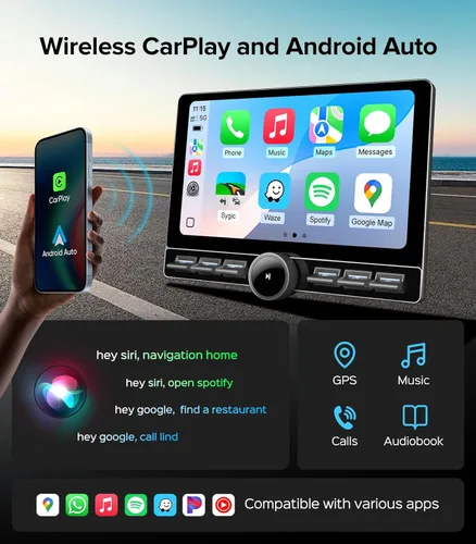 Vista 5 de para Ford F150 Radio de Coche 2009-2014 CarPlay inalámbrico Android Auto Interruptor de botón único QLED Pantalla táctil Estéreo de mejora