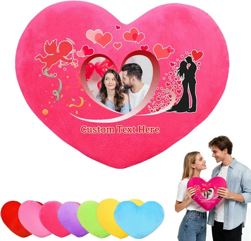 Vista 11 de Almohada de corazón personalizada con nombre de foto, almohadas de corazón personalizadas como almohada de San Valentín, regalos personalizados