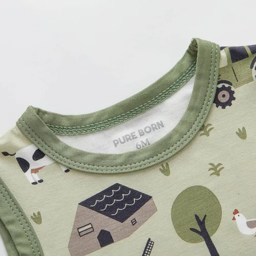 Vista 185 de pureborn Mameluco de algodón súper suave para bebés niños y niñas de 0 a 24 meses