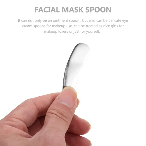 Vista 5 de Beaupretty Espátulas cosméticas Máscara de crema facial Cuchara Stick Maquillaje de acero inoxidable Cuidado de la piel Crema facial Cuchara