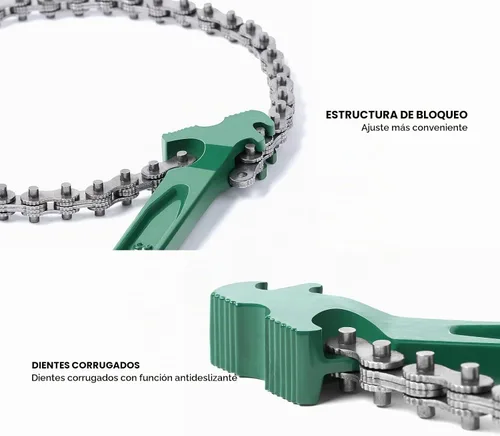 Vista 3 de Llave de cadena resistente de 15 pulgadas para semirremolque, llave inglesa de trinquete ajustable para filtro de aceite para accesorios de tubería