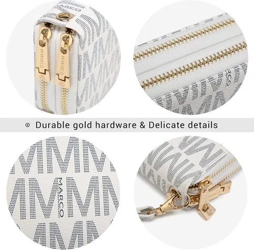 Vista 6 de MKP COLLECTION Cartera de moda con doble cremallera alrededor de Jean Denim Long Monedero para tarjetas de crédito Bifold Ladies Cluth Correa