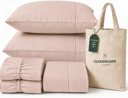 Vista 58 de CLOUDSCAPE LINEN 400TC 100% Egyptian Cotton Luxury Twin Bed Sheets - White