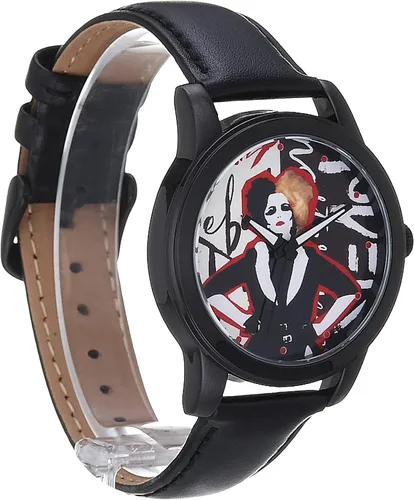 Vista 3 de Disney Cruella - Reloj de cuarzo analógico para adultos, Negro -, Reloj de cuarzo