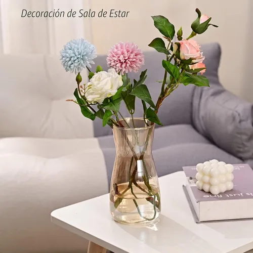 Vista 7 de Jarrones de vidrio para flores, 8 pulgadas de alto, modernos jarrones de cristal transparente iridiscente para centros de mesa, decoración
