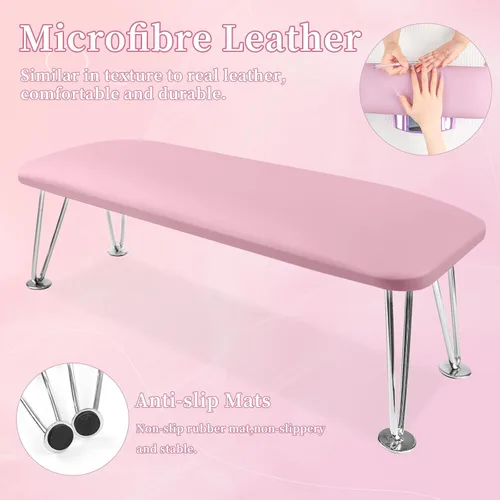 Vista 13 de Reposabrazos para uñas, reposabrazos de cuero de microfibra para uñas acrílicas, mesa de descanso de brazos con cojín de almohada para manicura