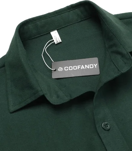 Vista 5 de COOFANDY Camisas de franela a cuadros de manga larga con botones para hombre