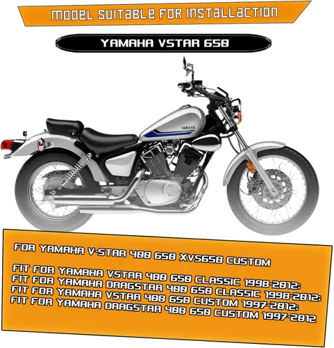 Vista 6 de Kinglemc Barra de Choque Protector de Motor Barra de Carretera para Yamaha VStar V-Star Dragstar XVS 400 650 (Negro)